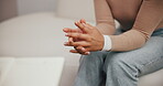 Hands, woman and client at counseling or therapy for mental health, support and care. Psychology, discussion and consultation in healthcare for wellbeing with understanding, respect and empathy