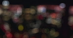 Bokeh, lights and city with above, night and empty with evening, dark and metropolitan. Blurry motion, skyline and New York with architecture, travel and environment with buildings and outdoor