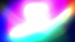 Light, bokeh and aurora in space with rainbow, flow and white lighting animation. Glow, pattern and shine on dark background for spotlight, abstract texture and reflection or magical prism movement