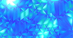 Geometric, shapes and effect with abstract motion and gem light for blue background. Kaleidoscope, glow and graphic pattern for futuristic texture or mineral structure for dynamic illusion wallpaper