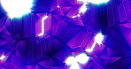 Graphic, pattern and effect with abstract sparkle and gem light for purple background. Kaleidoscope, glow and geometric shapes for futuristic texture or mineral structure for dynamic motion wallpaper