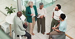 Development, planning and tablet with group of business people in office together from above. Coaching, meeting or training with manager and staff talking in professional workplace for our vision