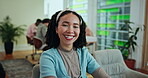 Woman, face and confident student at college, mind development and studying at university. Female person, laptop and portrait of pupil for learning on campus, knowledge and learner for education