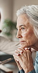 Senior woman, sad and therapy for comfort, empathy and bad news with counseling, care or kindness. Elderly person, therapist and worried for divorce, psychology and anxiety with support or compassion