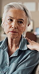 Senior, woman and hands of psychologist with empathy for mental health support, grief and depression with loss. Counseling, patient and doctor with compassion, comfort and sympathy in consultation