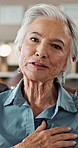 Senior woman, face and talking with therapy, consultation and happy with session for mental health at clinic. Person, smile and conversation in portrait with progress, help and support in Germany