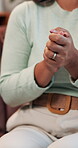 Nervous, hands or woman in therapy with stress, anxiety or mental health challenge for addiction. Counseling, fingers or person with depression, psychology or ptsd for trauma in rehabilitation clinic