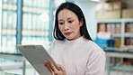 Lab, scientist and clipboard of Japanese woman with research, study checklist and medical report. Planning, worker and hospital notes for healthcare and pharmaceutical job with clinic paperwork
