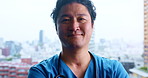 Japanese doctor, face and confidence for wellness, surgery or diagnosis in hospital as medic. Male person, portrait and pride for healthcare services, medicine and results in clinic with arms crossed