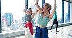 Asian women, dancer and studio with teacher for choreography, lesson or training in city. Japanese, female people or performers with trainer for dancing class, kpop or movement techniques in Japan