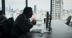Business, call center and man in office, computer and conversation with help desk. Japanese person, insurance agent and employee in workplace, pc and discussion with customer service and tech support