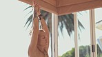 Stretching, yoga and woman with fitness, meditation and sports with peace, routine and breath. Female person, mindset or lady with health, wellness and pilates training with exercise or stress relief