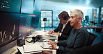 Computer, planning and business people in office with trading for company finance revenue. Technology, charts and team of financial managers monitor profit charts online for investment analysis.