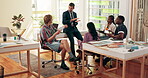 Learning, teacher and people in classroom, college and notes to prepare for exam, education and info. Teaching, students and knowledge for group in university, studying and plan for test with lecture