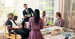 Education, students and professor in office for conversation on college exam schedule. Scholarship, university and back of woman with group of people and lecturer for study tips with test questions.
