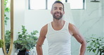 Face, man and confidence for skincare in bathroom of facial results, beauty and wellness benefits. Portrait, male person and reflection for dermatology check, natural cosmetics and self care at house