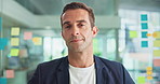 Face, business and man with pride in office for ambition, finance consultant and company growth. Male person, confidence and portrait for about us, asset management and financial investment of career