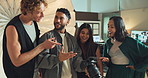 Teamwork, camera and review for photoshoot with photography, shooting and production work in studio. Photographer, people and consulting for fashion, magazine and creative industry professional