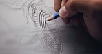 Hands, drawing and design for car in workshop, closeup and editing process for deadline at night. Person, paper and canvas with sketch for electric vehicle, transport and wheel in studio at company