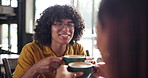 Couple, man and toast drink at coffee shop, talk or relax with memory, cheers or happy for relationship goals. Person, partner and smile for celebration with love, care or anniversary at restaurant
