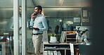 Phone call, talking and businessman with tablet, office and financial advisor with app or communication. Digital, person and consultation for insurance with tech, serious or discussion for life cover