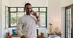 Man, talk and phone call for remote work at house for discussion, schedule update and finance deal. Male person, mobile and conversation with feedback, investment negotiation and proposal opportunity