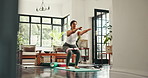 Yoga, resistance band and woman in home for exercise, workout and training for muscle strength. Morning, house and person for wellness, health and stretching for pilates, balance and flexibility