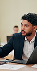 Finance, business man and meeting with laptop for asset management, investment advice and budget planning. Financial advisor, consultation or discussion in office for insurance benefits or assistance