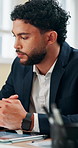 Meeting, planning and man with business people in office for online project, research and discussion. Professional, corporate and workers on digital tech for website review, teamwork and proposal