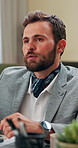Office, meeting and man with discussion for business, finance feedback and consultant. Boardroom, male person and financial advisor with talking for risk management, proposal and investment update