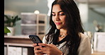 Accounting, phone and reading with woman in office for finance or bookkeeping schedule. Computer, information and research with accountant at desk in workplace for audit, communication or tax
