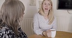 Coffee, friends and women have conversation, talking and bonding together for advice, chat and at table. Female, lady or have discussion doing catch up, conversation or hot beverage for communication