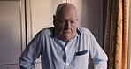 Senior, stretching and pilates posture health of a man in a retirement nursing home ready for yoga. Wellness, training and muscle stretch of a person calm with elderly exercise and rehabilitation 
