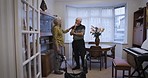 Communication, care and senior couple in the living room for conversation, company and talking. Care, love and elderly man and woman speaking in the morning and enjoying retirement in the lounge