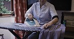 Senior woman, ironing and house work with retirement,
conversation, housekeeping with laundry and spring cleaning. Hygiene, housekeeper or caregiver in nursing home, help and wellness with lifestyle