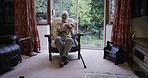 Friends, retirement and laughing senior woman in living room for relaxing, conversation and social company. Nursing home, friendship and happy elderly lady smile for talking, chatting and speaking
