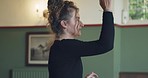 Walking, talking and vision with a woman event planner at a restaurant for management or planning. Party, catering and fine dining with a manager or coordinator in a venue for a luxury celebration