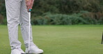 Woman, stroke and training in golf lesson, course and lawn in outdoors, practice and performance or fitness. Female person, coach and recreation or support, exercise and commitment to competition