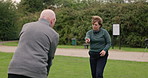 Coach, sport and training man to golf with club, hands or stick at course on grass field and lawn. Personal trainer, teaching or person with help, support and advice from athlete to play in game
