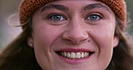 University, park and face of woman with smile for learning, college education and scholarship. Campus, academy and closeup portrait of student outdoors for school, confidence and happy in Australia