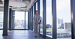 Office building, woman and pride as real estate agent for deal, meeting or consulting in company. Female person, employee and viewing as realtor for property management, development and town planning