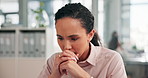 Business woman, nervous or stress with pressure for deadline, difficult project or mistake at office. Frustrated, female person or employee with anxiety for probation tasks, assessment or assignment