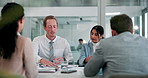 Business people, group and discussion with paperwork in office, brainstorming ideas and accounting proposal. Meeting, collaboration or planning strategy with document for financial audit or budget