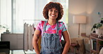 Happy woman, face and small business for fashion,  boutique or accessories at store. Portrait, entrepreneur or girl designer with jewelry, confidence or smile by counter for custom design at shop
