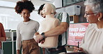 People, student or dummy for first aid training for rescue safety, demonstration lesson or education. Paramedic, presentation or assessment for medical emergency, learning procedure or life saving