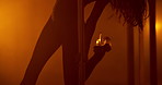 Exotic, dancing and performance in nightclub, pole and dancer with balance for show, talent and career. Flexibility, artist and person with elegance for event, active and performer with outfit