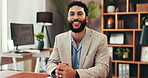 Face, business and man in office, smile and confidence with career ambition, pride and accounting. Portrait, corporate professional and tax consultant in workplace, financial advisor and happiness