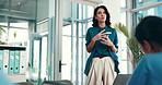 Woman, healthcare or people in meeting, presentation or wellness with feedback for research development. Group, teamwork or employees in clinic, conversation or review for funding, medical or speaker