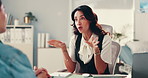 Conversation, interview and recruitment with business people in office for hiring process. Human resources, meeting or opportunity with manager and candidate in workplace for feedback or review