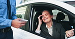Car, woman and talking to traffic cop, city and asking driver for documentation, travel and justice. Patrol, police officer and warning for mature person in vehicle, nervous and public safety on road